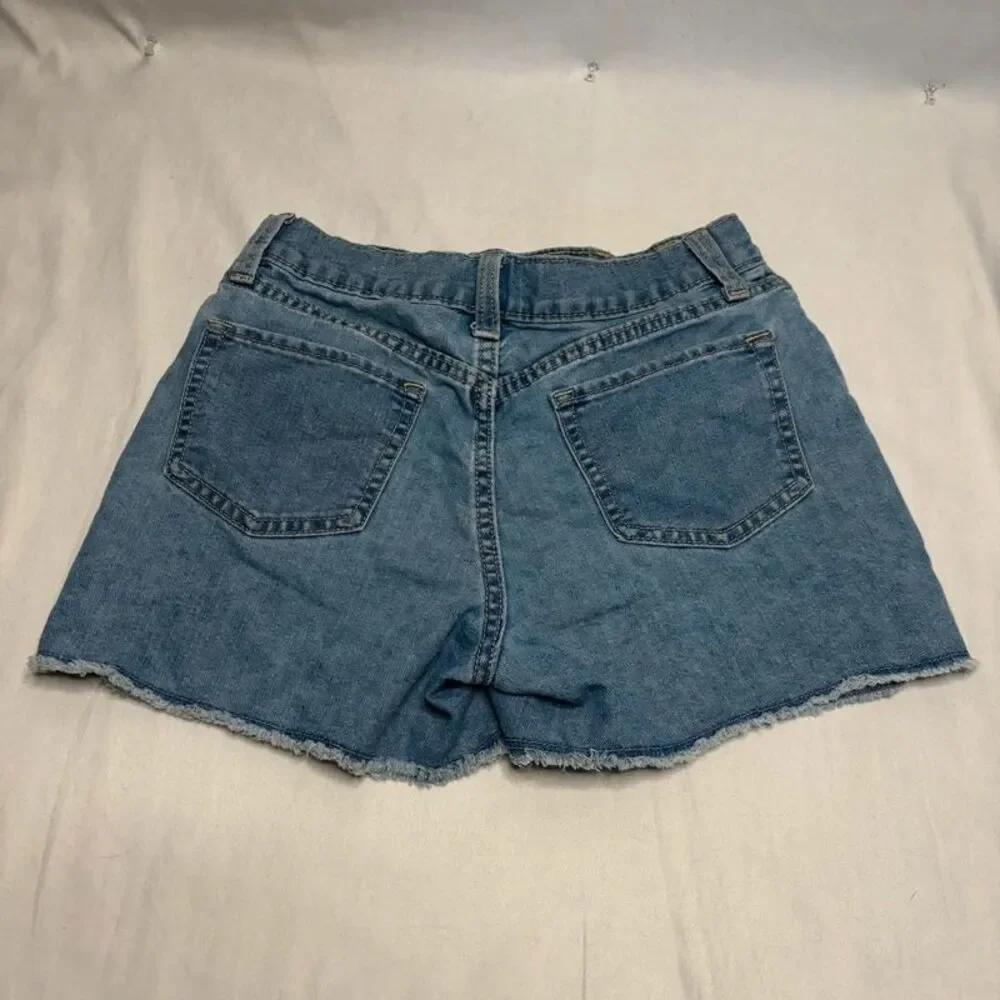 Old Navy Light Wash High Rise Button Fly Denim Shorts Size 12 | Raw Hem